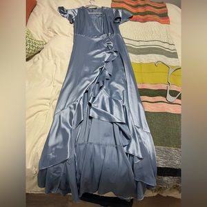 Silk/satin dusty blue. Lulus. Size XS.